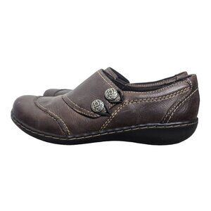 Clarks Bendables Women's Ashland Alpine Slip-On Leather Loafer Brown Size 6.5M